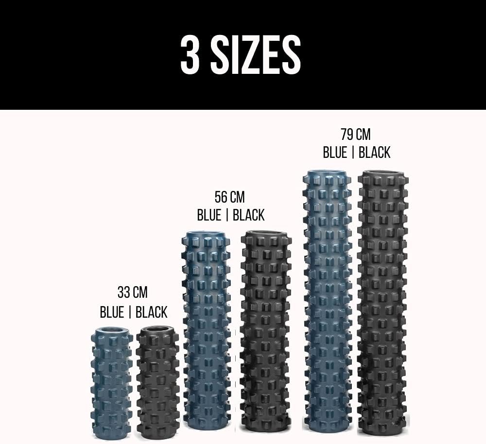 RumbleRoller - Extra Firm Textured Muscle Foam Roller Manipulates Soft Tissue Like A Massage Therapist (Black, Mid Size)