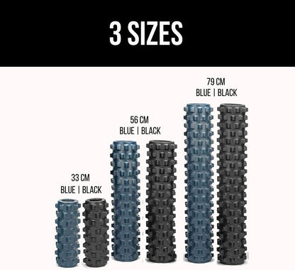 RumbleRoller - Extra Firm Textured Muscle Foam Roller Manipulates Soft Tissue Like A Massage Therapist (Black, Mid Size)