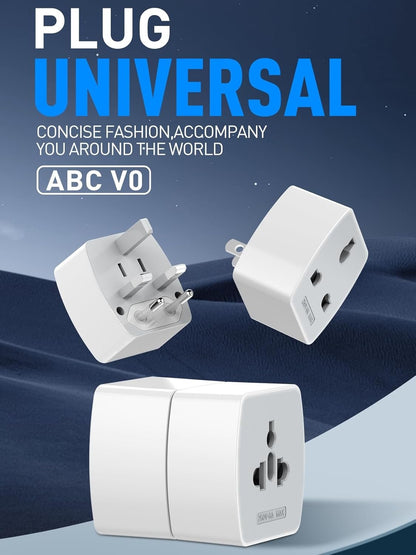 QENEQ Travel Adapter Worldwide Travel Plug Adapter 3 in 1 International Socket Adapter Set with Travel Adapter Type G Type A and Type F Plug for USA UK Australia Canada Japan Dubai