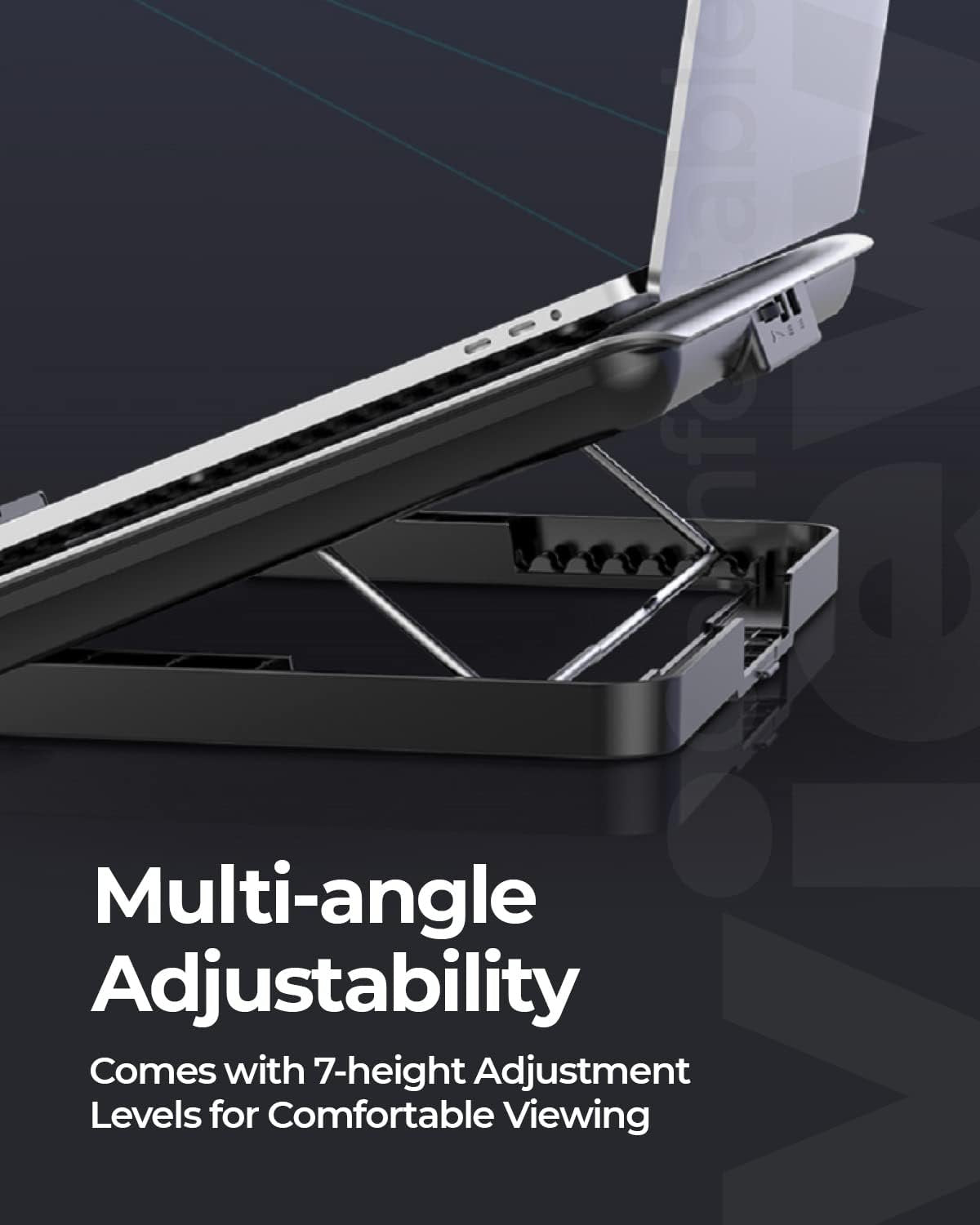 RAEGR RapidCool 900 Aluminium Laptop Cooling Pad |Two USB Port | with Multi-Angle Adjustment & Adjustable wind speed, Metal Support | Foldable Anti-Skid Baffle | Compatible with Laptops Upto 17-inches