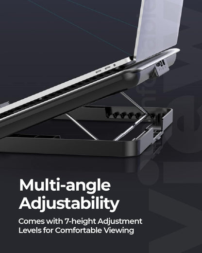 RAEGR RapidCool 900 Aluminium Laptop Cooling Pad |Two USB Port | with Multi-Angle Adjustment & Adjustable wind speed, Metal Support | Foldable Anti-Skid Baffle | Compatible with Laptops Upto 17-inches