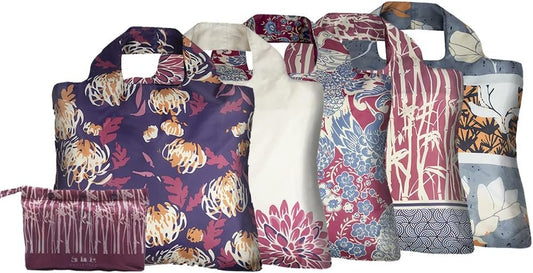 Envirosax Reusable Bag Polyester Shopping Grocery Bags Pouch Set of 5 Oriental Spice Designs Water Resistant, Multicolor, One Size