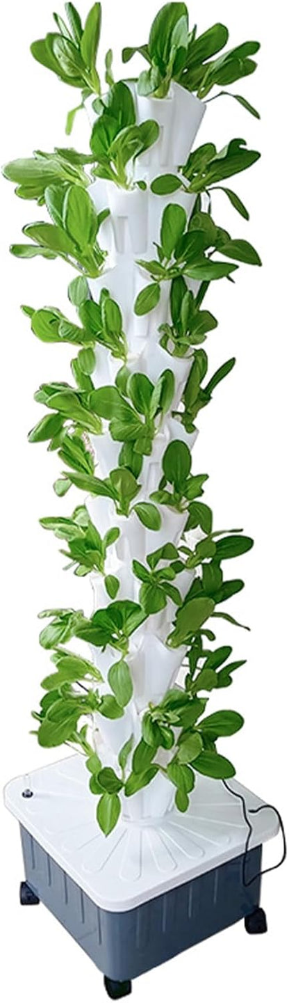 FXNFXLA Hydroponic Vertical Tower Grow System, 8/10/12 Layers, Kit for Growing Vegetables, Herbs and Fruit in Balcony