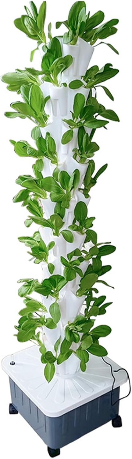 FXNFXLA Hydroponic Vertical Tower Grow System, 8/10/12 Layers, Kit for Growing Vegetables, Herbs and Fruit in Balcony