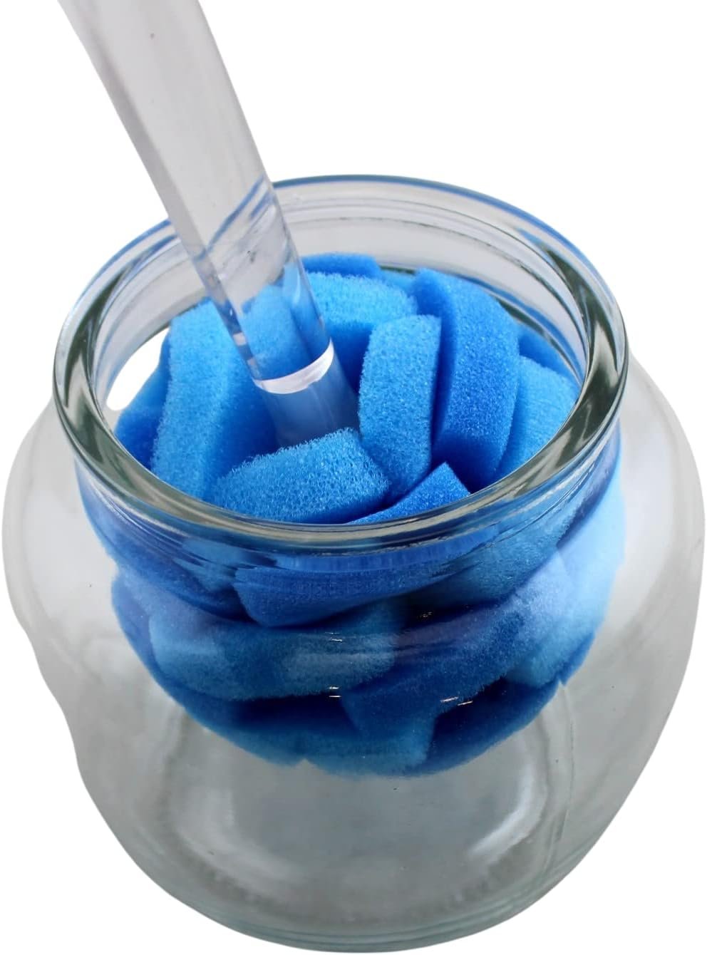 Soft Touch Kitchen Glassware Multi-Purpose Sponge Puff Dish Brush 11.5" with Clear and Comfortable Ergonomic Handle (1)