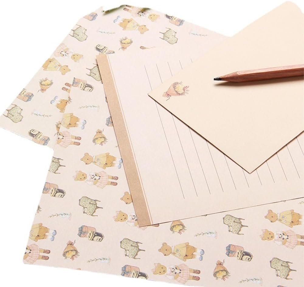 54 Pcs Stationary Papers and Envelopes Set RUIFUNETEK 36 Pcs Flower Lined Stationary Writing Paper with 18 Pcs Envelopes and 1 Sheets Round Sealing Sticker for Invitations Gifts, Thank You Cards
