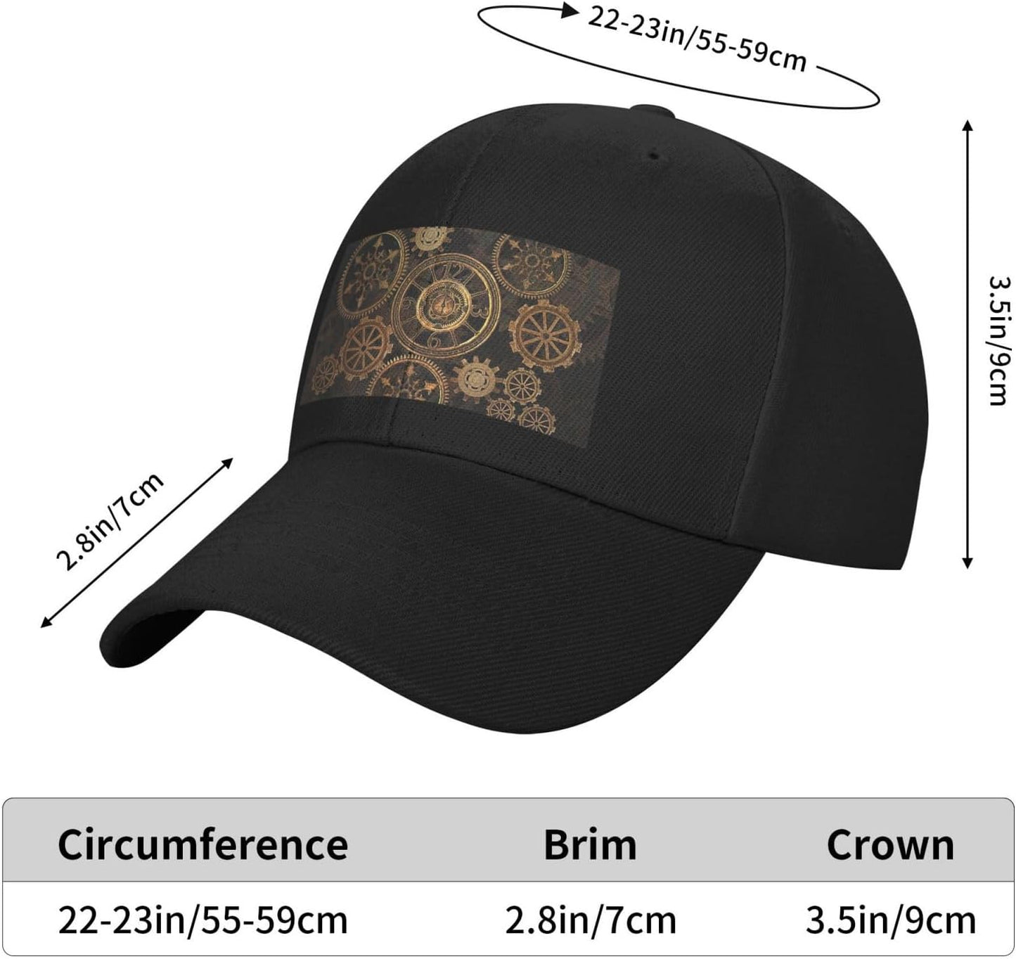 WOPQS Gears Clock Bronze Century Tinta unita Curvo tesa Duckbill Cap Outdoor Travel Beach Sun Hat Cappello da baseball
