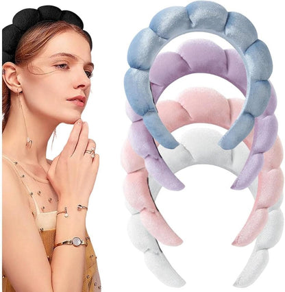 Spa Headbands for Washing Face, 2 Pack Skincare Headbands, Puffy Makeup Headbands, Soft Get Ready Hairband, Makeup Removals, Hair Holder Accessory for Women Girls