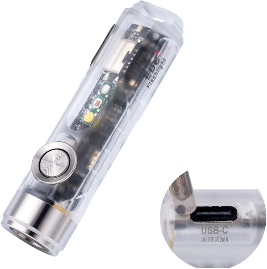 RovyVon Aurora A8 4th Gen USB C Keychain Flashlights Rechargeable, 650 Lumens 6500K Cool White Super Bright Mini Flashlight, with Red/White/365nm Sidelights, Magnetic Pocket Clip and Tail Base