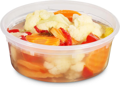 Deli Food Containers with Lids - 8 oz 60 Sets- Ideal for Food, Snacks, Takeout, Meal Prep - 1 Cup Small Durable Clear Containers for Food - Stackable and Durable, Freezer, Dishwasher & Microwave Safe