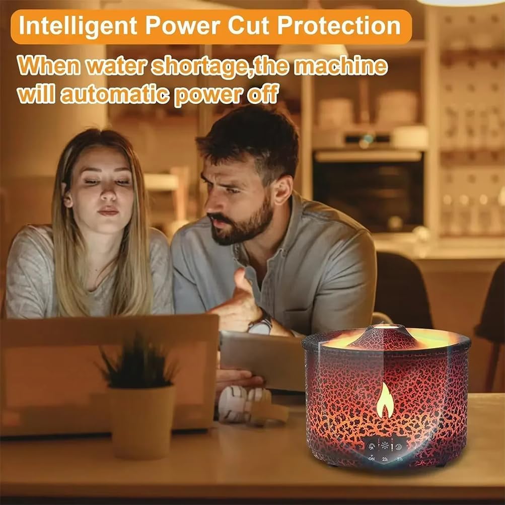 Essential Oil Diffuser, Volcano Air Humidifiers with LED Lamp, 300ml Spray Humidifier with 2 Modes Fire Mist Waterless Auto Shut Off Aromatherapy Diffuser with Remote Control for Bedroom Home, Office