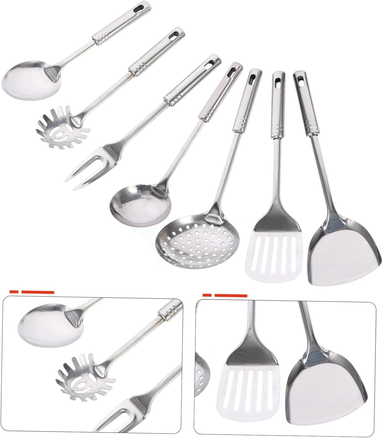 UTHCLO 7Pezzi Utensili Acciaio Inossidabile Gadget Per Cottura e Pentolame Include Schiumarola e Spatola Utensili Essenziali Per Cucina
