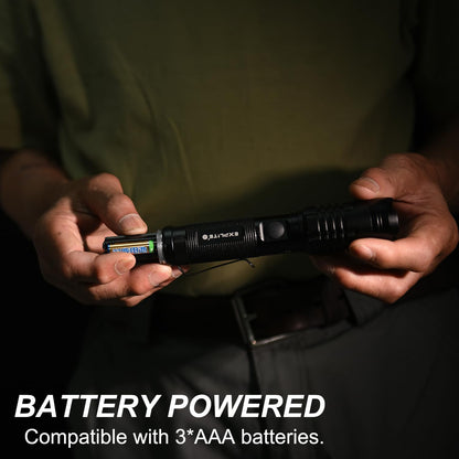 EXPLITE Rechargeable Flashlight USB-C Magnetic Zoom Dual Power 3AAA, Camp Lantern Flashlights Diffuser 1200 High Lumens, Powerful Tactical Flash Light Torch for Home, Emergency, Police