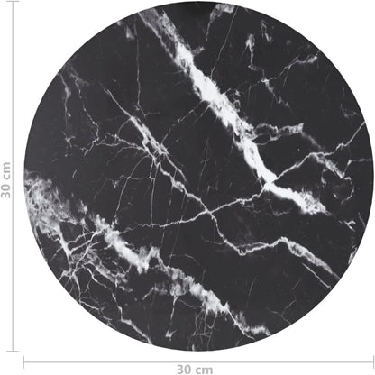 Black Marble Design Tempered Glass Tabletop Ø30 x 0,8 cm – Ideal for Dining, Coffee and Garden Tables – Safe, durevole, Stylish Desk Surface