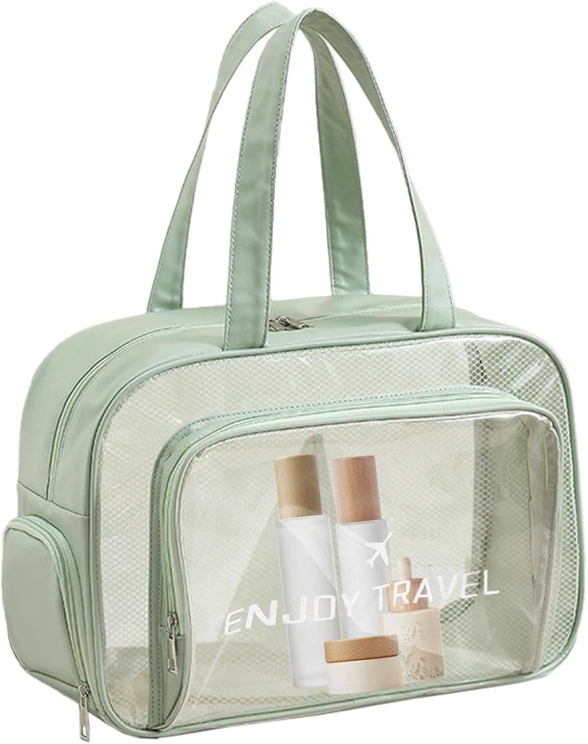 shpuuyy Clear Travel Bags for Toiletries - Waterproof Large Zippered Pouch for Beach Swimming Pool,Portable Fitness Sports Bag, Travel Organizer, Cosmetic Makeup Bags, Holds Shoes Towels
