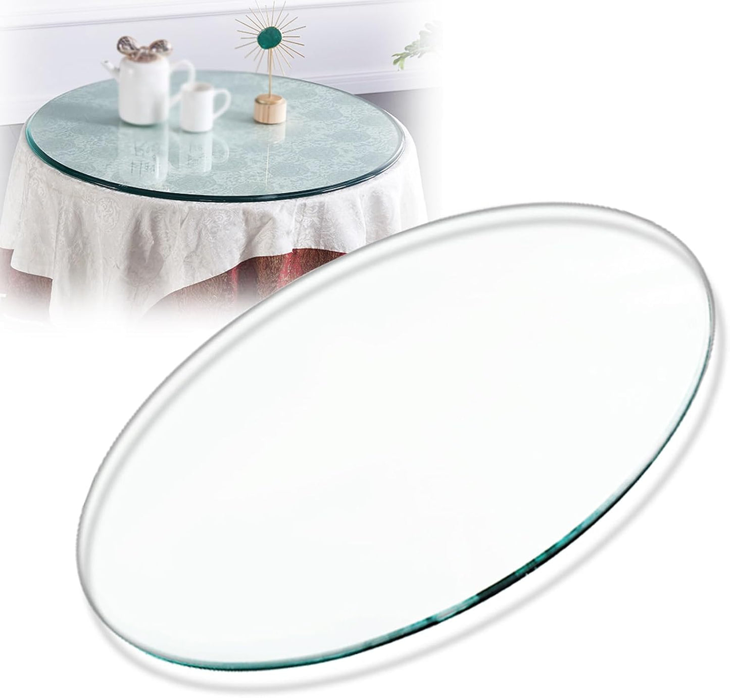 YUEKOPOU piano del tavolo da pranzo in vetro temperato.pian Round Tempered Glass Table Top Clear Glass Surface for Dining and Coffee Tables(85CM(34INCH))