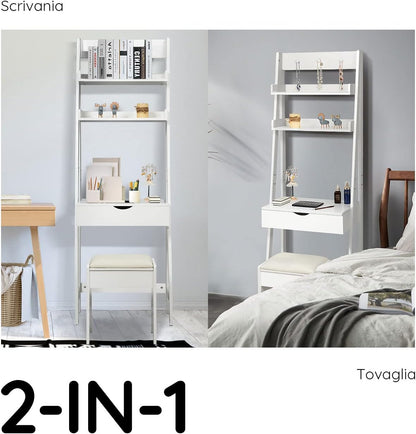 DREAMADE Dressing Table for Bedroom, Makeup Cabinet, Dressing Table with Mirror, 60 x 40 x 180 cm, White