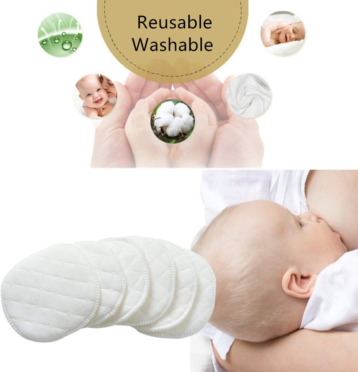 LapangZi Reusable Breast Pads for Breastfeeding 12 Pack Organic Washable Nipple Pads Nursing Pads Cotton Highly Absorbent Postpartum Essentialsï¼ˆ 3.74 * 3.74inch/9.5 * 9.5cmï¼‰