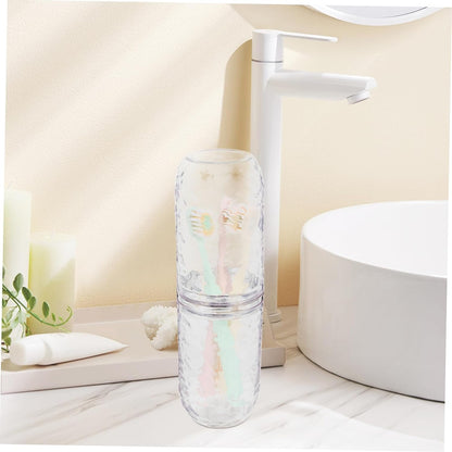 SOPOTUTU Travel Toothbrush Holder Case Portable Plastic Organizer for Toiletries Stylish Travel Storage for Toothbrushes for School Camping and Business Trips Space Saving Design