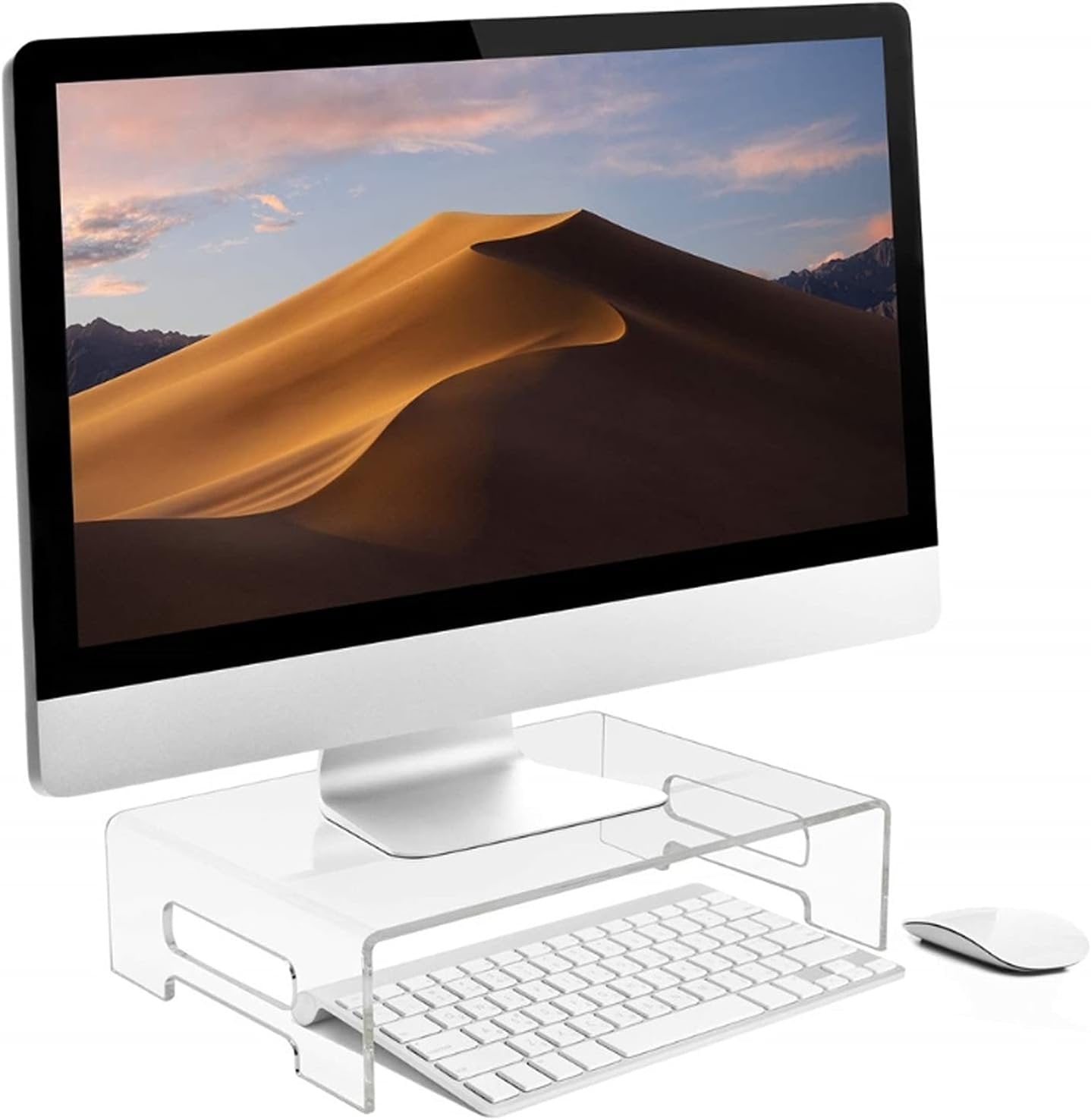 Computer Monitor Stand Riser for Desk, Acrylic Monitor Stand, Transparent and Eye Desk Riser for Home, School, and Office, for Ergonomic Workspace Organization