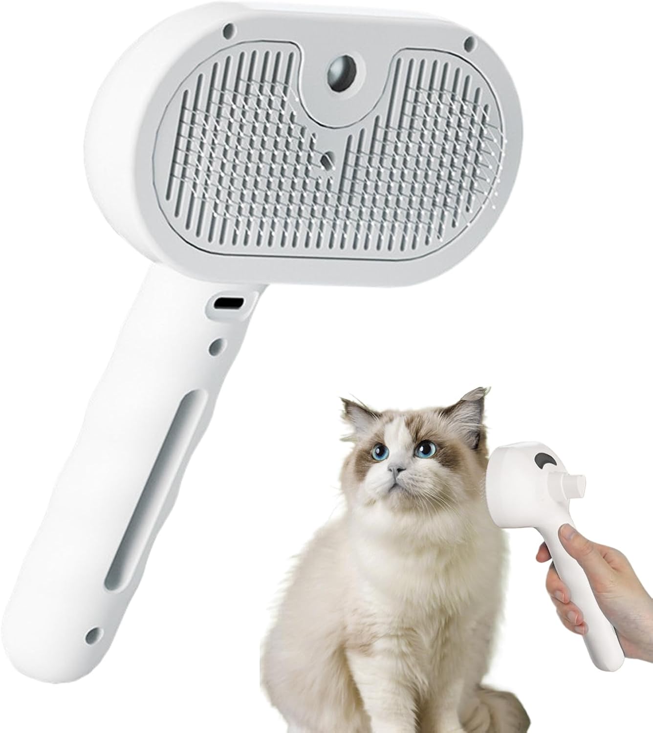 USB Rechargeable Spritz Defur Comb for Cats, Pet Hair Remover Brush, 35ml Water Tank, Indoor Cat Grooming Tool, Dog Hair Remover, Pet Spray Depilatory Comb