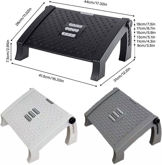 AIMALL Adjustable Office Foot Rest Under Desk - Ergonomic Foot Pedal Stool with Massage Rollers, 6 Height Levels, Anti-Slip Design, 17.3 x 12.2 x 7.5 Inches