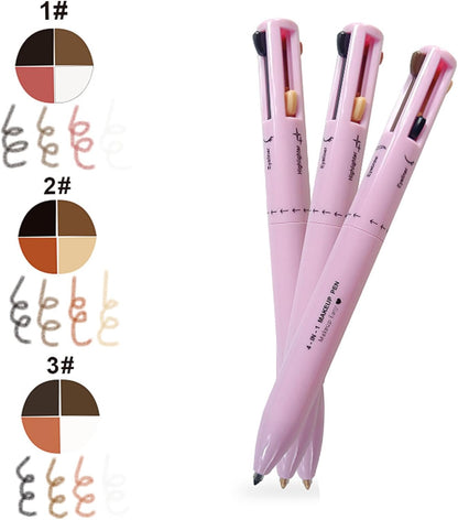 Makeup Pencil,4 in 1 Multifunctional Makeup Pencil Eyeliner Makeup Pencil Lip Liner Eyebrow Pencil Highlighter Compact Easy Makeup Accessories