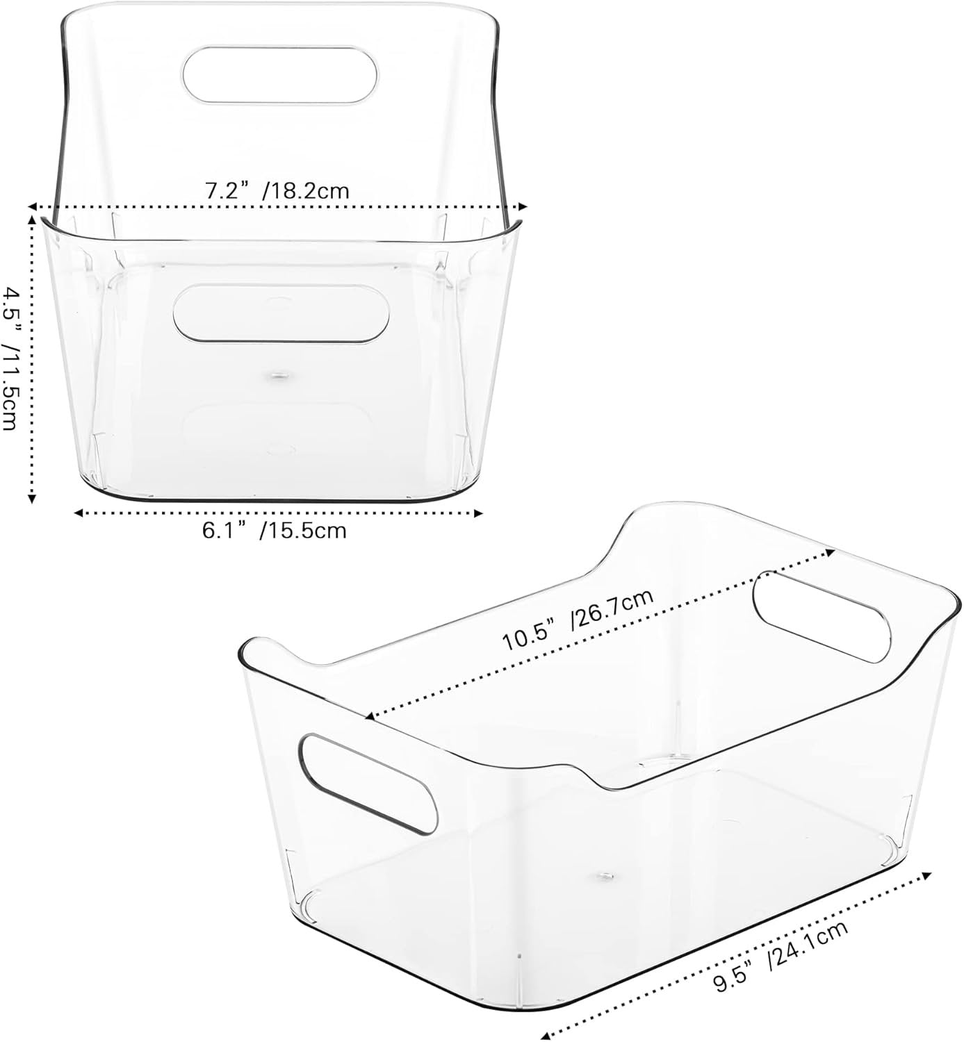 12 Pack Plastic Storage Bins, Multi-Use Organizer Bins, Pantry Organizer, Clear Storage Containers, Bins for Home & Kitchen