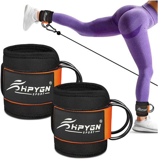 HPYGN Ankle Strap for Cable Machine Attachment, Gym Ankle Cuff for Leg Extensions, Lower Body Exercises, Booty Hip Abductors Exercise for Men Women, A Pair Adjustable Leg Straps with Neoprene Padding