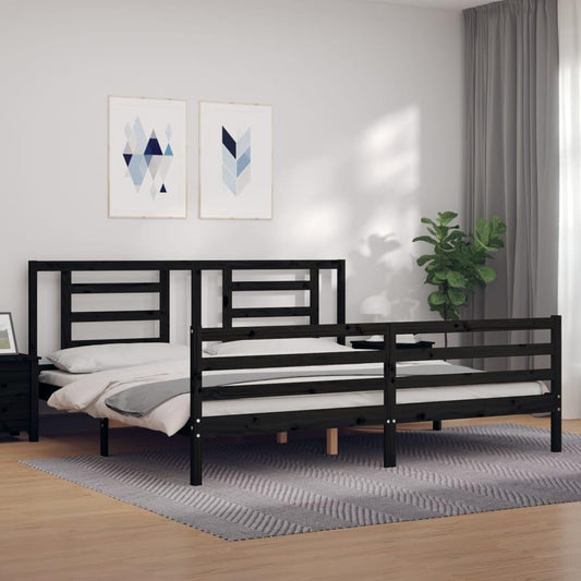 WSJHUHK Mobili,Letti & Accessori,Letti & Telai,Telaio letto senza materasso Nero 200x200 cm Legno Massello