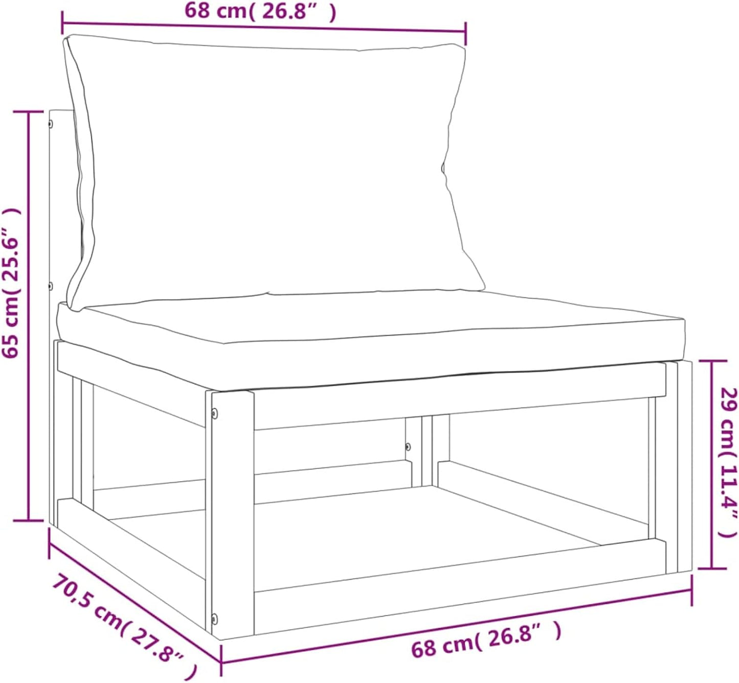 Homgoday 5-Piece Garden Living Room Set with Cushions Taupe Solid Wood, Garden Living Room, Sun Lounger, Sofa Bed Furniture, for Outdoor Patio, Pool, Balcony