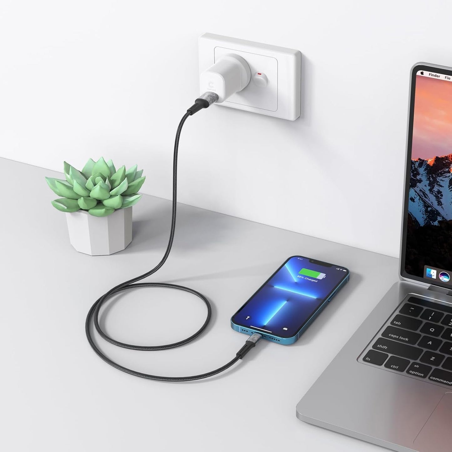 Comsol Rugged USB-A to Lightning Cable 1.2m Black [MFi Certified] Compatible with iPhone 14/13/12/11/X/8/7/ 6/5 iPad Pro/iPad/iPad Air