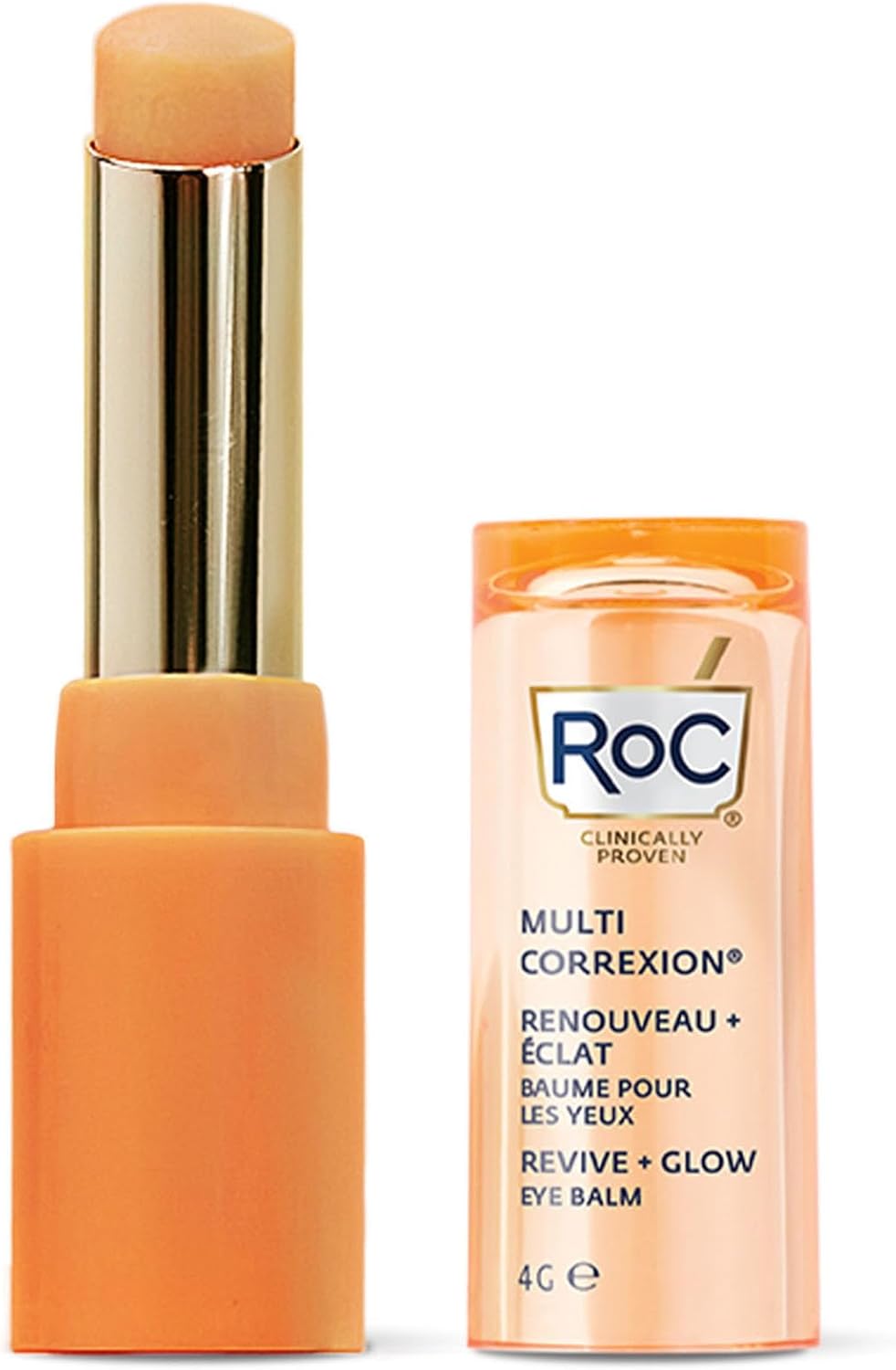 RoC - Multi Correxion Revive + Glow Eye Balm - Vitamin C Formula And Peptides - Reduction Of Dark Cracks And Bags - Contactless Application - Hypoallergenic - 4g