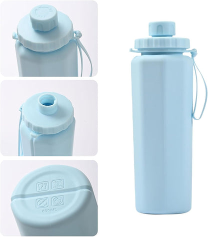 Travel Large Capacity Silicone Cup - 600ml Large Capacity Foldable Reusable Water Bottle,Leakproof Sports Drinking Cup with Lid for Family Friends Colleagues