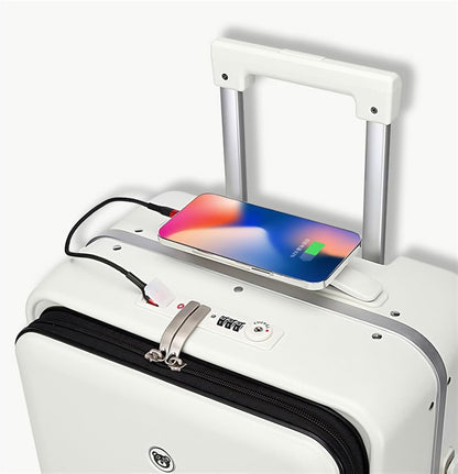 Suitcase Suitcases with Universal Wheel Security Luggage USB Interface Lightweight TSA Code Lock Carry-on Suitcase (Color : A, Size : 24in)