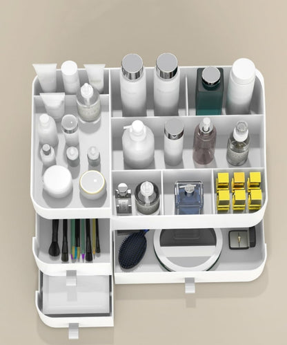 MIUOPUR Makeup Organizer for Vanity, Large Capacity Desk Organizer with Drawers for Cosmetics, Lipsticks, Jewelry, Nail Care, Skincare, Ideal for Bedroom and Bathroom Countertops - Large White