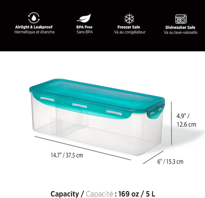 Starfrit LocknLock Plastic Bread Container - Removable Divider - 169oz/5L - Airtight - 4-Sided Locking Lid