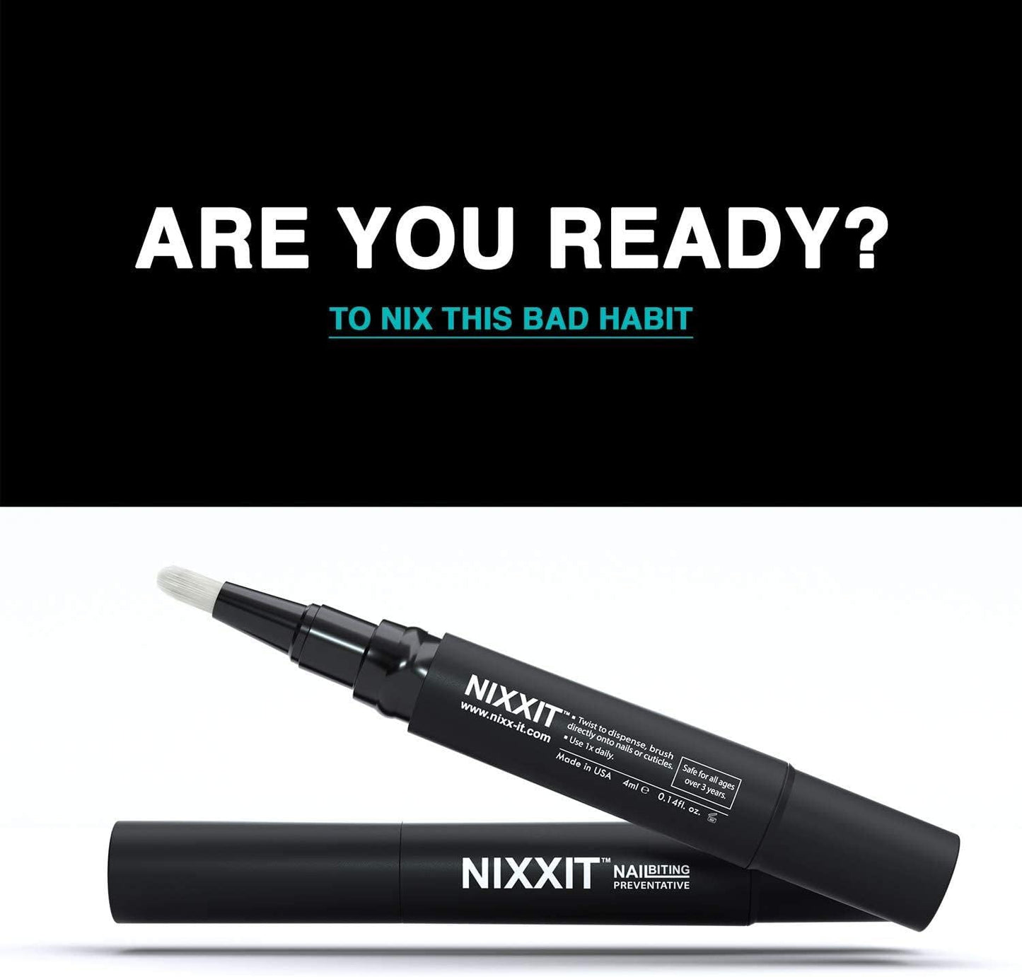 NIXXIT Nail Biting Treatment for Adults - Stop Nailing Biting Pen and Thumb Sucking for Adults & Children - Non Glossy Bitter Taste - Safe & Effective Solution - USA Made