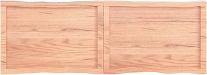 Light Brown Solid Wood Table Top 140 x 50 x (2-4) cm, Treated with Live Edge, Perfect for Kitchen Dining, Desk Surface, Replacement Tabletop, Versatile Use