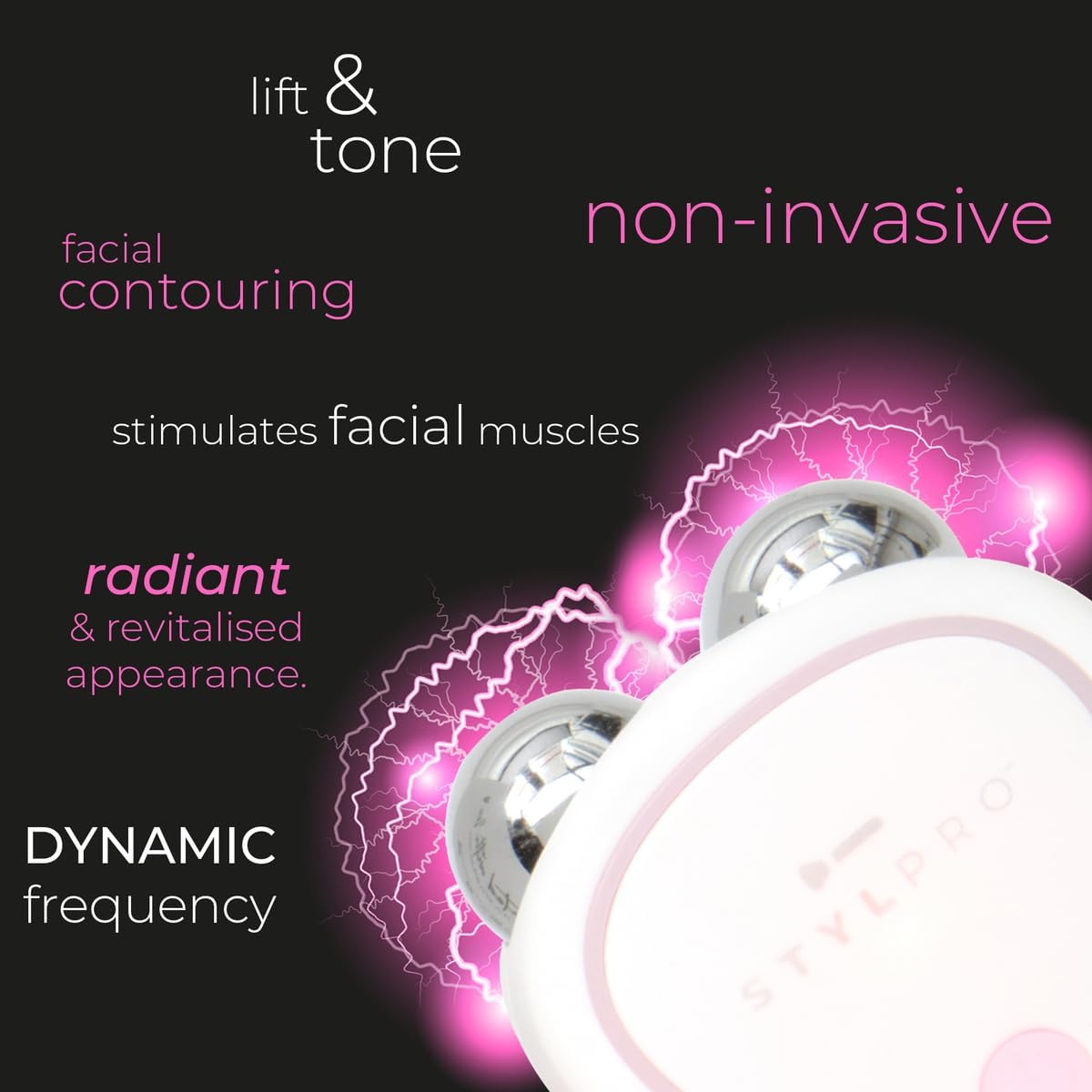 STYLPRO Mini Microcurrent Facial Toning Device – Firming & Lifting, Non-Invasive, Long Lasting, Time Saving, Home Facial, Microcurrent Technology, 3 Intensity Settings, Rechargeable, Portable
