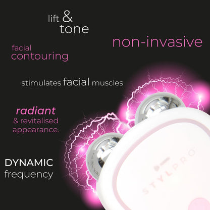 STYLPRO Mini Microcurrent Facial Toning Device – Firming & Lifting, Non-Invasive, Long Lasting, Time Saving, Home Facial, Microcurrent Technology, 3 Intensity Settings, Rechargeable, Portable
