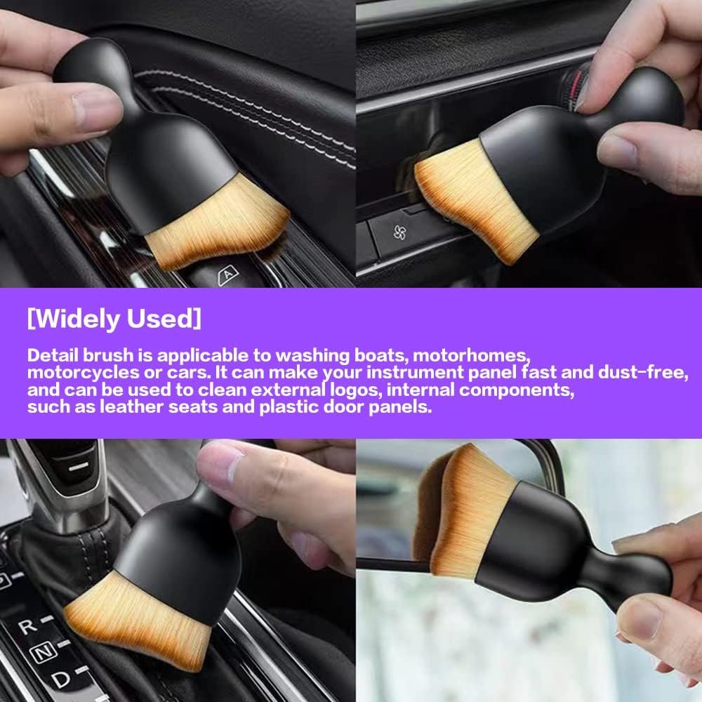 Car Interior Detailing Brush,Soft Bristle Cleaning Brush Car Detailing Brush Dusting Brush,Car Interior Cleaning Tool,Auto Detail Brush Car Dash Duster Brush (Black&White with Cap)