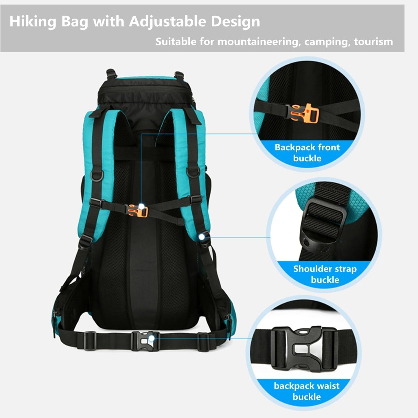 Hiking Backpack,HXDream Outdoor Sport Daypack Travel Bag,60L Travel Backpack with Rain Cover,Suitable for mountaineering, camping, tourism