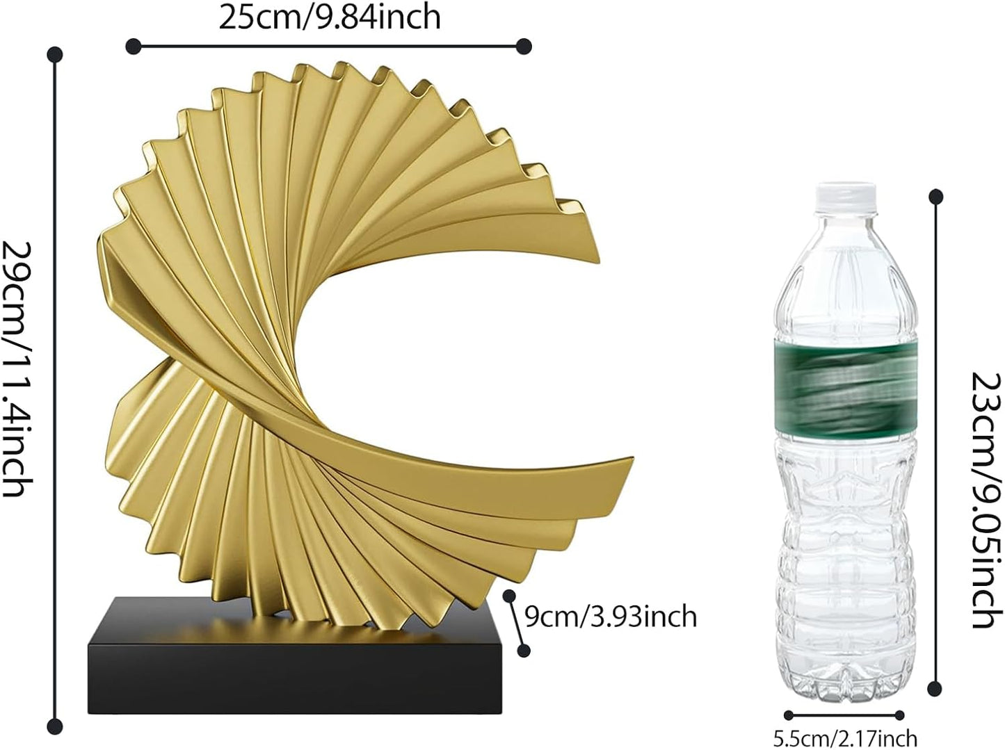 Paytonture Gold Ocean Wave Statue - Modern Abstract Art Decor for Home, Office Desk, and Shelf - Resin Accent Piece for Men