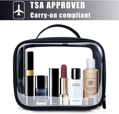 TSA Approved Toiletry Bag with Handle Strap, ANRUI Clear Travel Liquids Toiletries & Cosmetics Organizer Carry-On Luggage for Women and Men (Same Size)