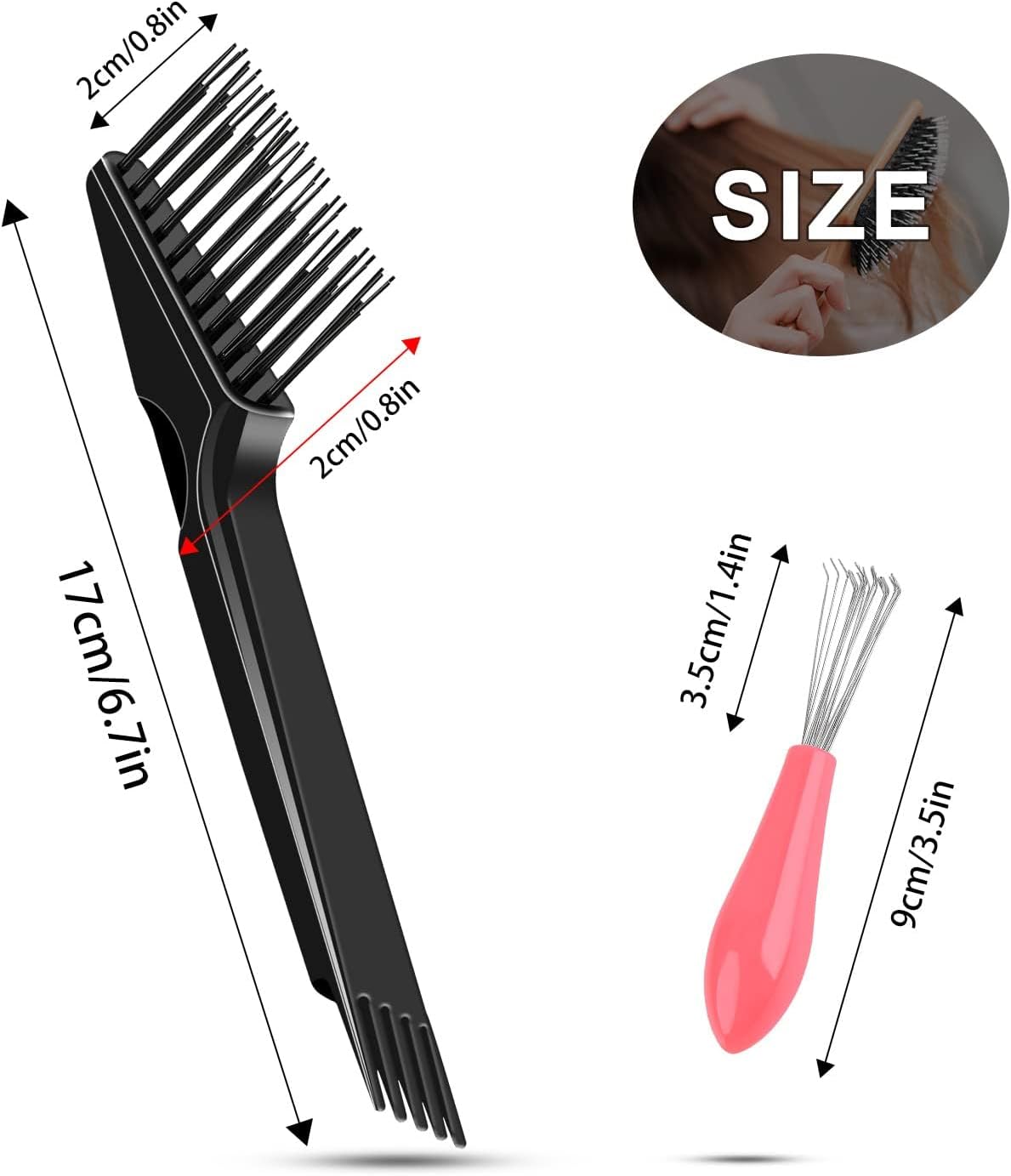 2 Combs Cleaning Tools, Clean Comb Brush Cleaning Comb, Hair Rake Tool Comb Cleaning Brush Hair Dust Removal Brush