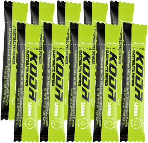 KODA Hydration Powder Sticks for Sports, Sugar-Free, Instant Dissolving, (Pack of 10, Lemon)