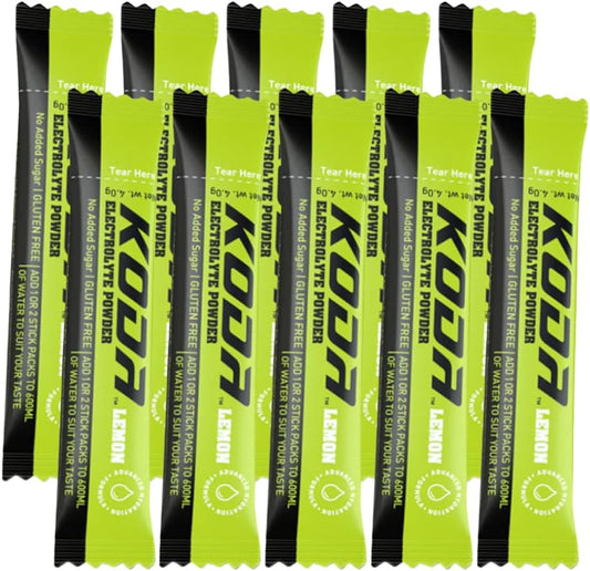 KODA Hydration Powder Sticks for Sports, Sugar-Free, Instant Dissolving, (Pack of 10, Lemon)