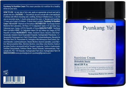 PYUNKANG YUL [PKY] Nutrition Cream - Korean Skin Care Face Cream - Facial Moisturizer for Dry and Combination Skin Types - Healthy Natural Ingredients Shea Butter, Macadamia Deeply Moisturize Skin (3.38 Fl oz, 100ml)