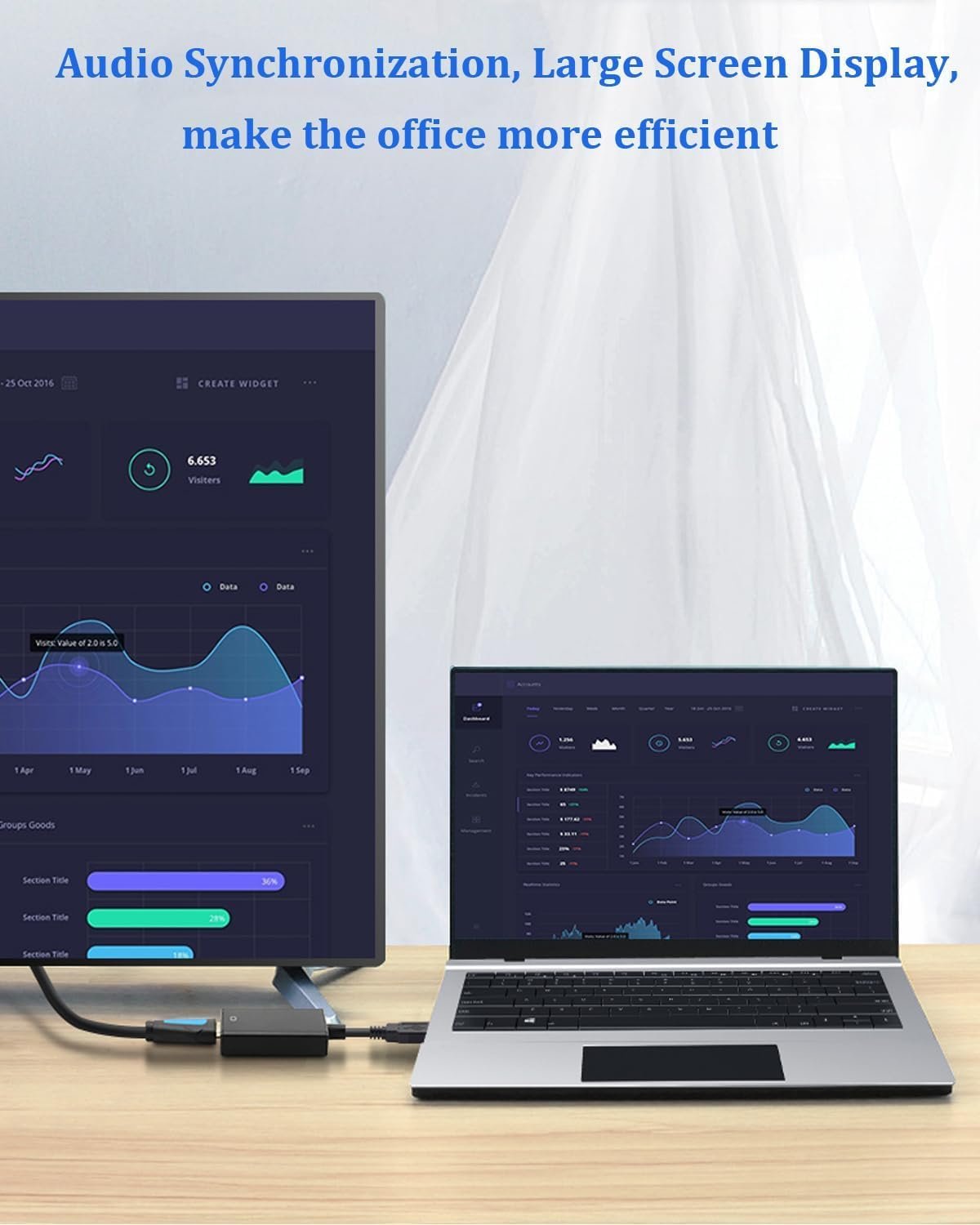 ABLEWE USB 3.0 to HDMI Adapter - USB to HDMI Converter 1080P Full HD Video Audio Adapter for PC Laptop Projector HDTV Compatible with Windows XP 7/8/8.1/10/11 Only-Updates Drivers